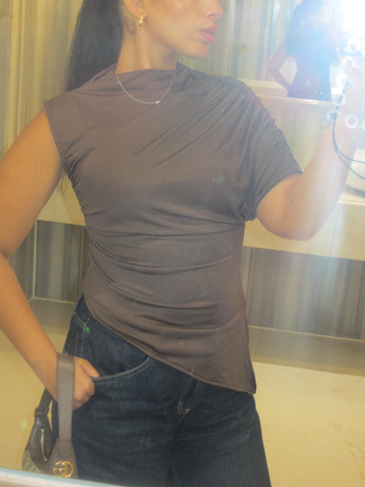 Draped Brown Top
